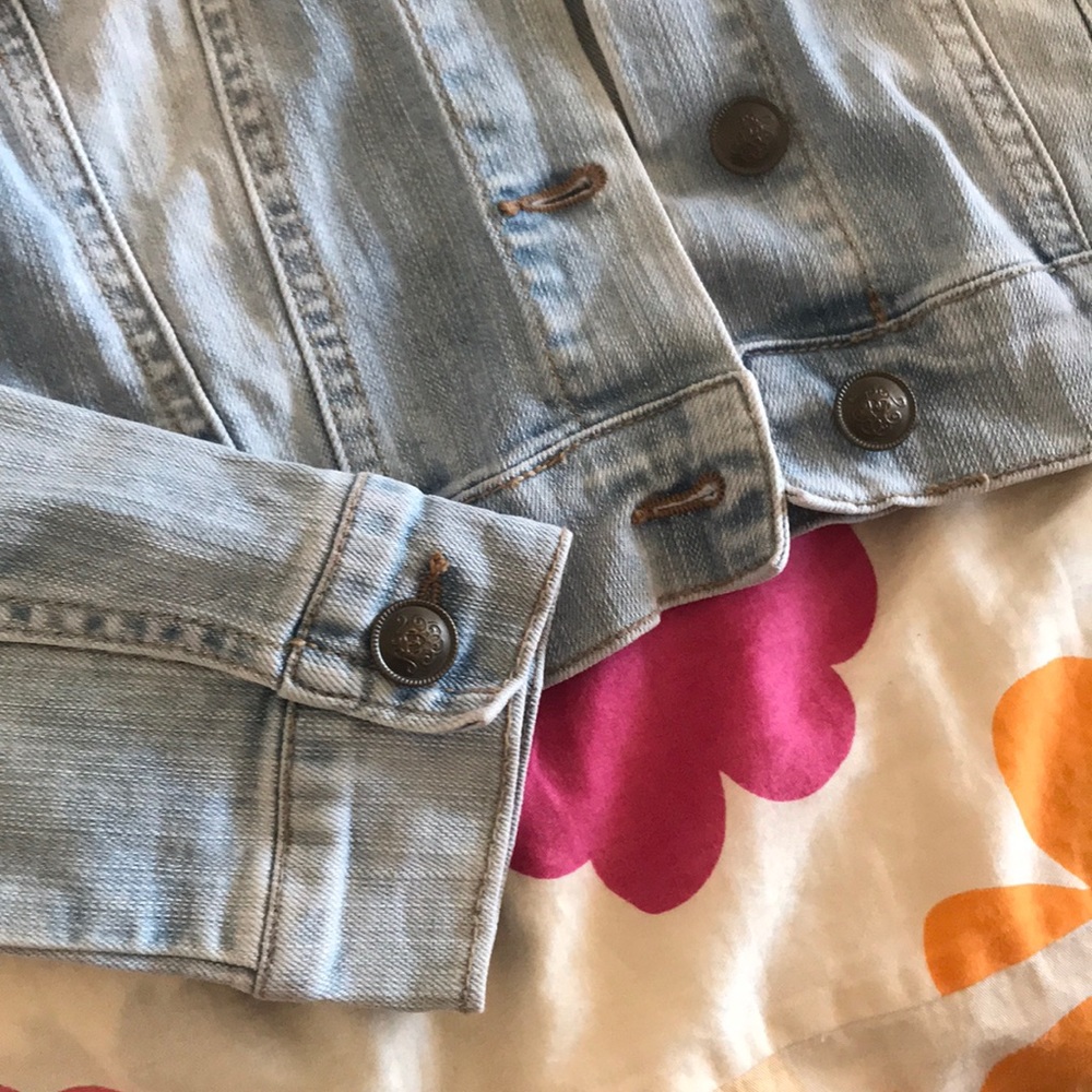 Jessica Simpson blue pixie crop denim jean jacket - Picture 4 of 8